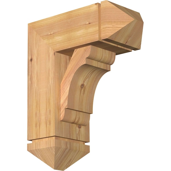 Ekena Millwork Olympic Arts and Crafts Smooth Bracket w/ Offset Brace, Western Red Cedar, 7 1/2"W x 18"D x 22"H BKT0806X18X22OLY03SWR - main